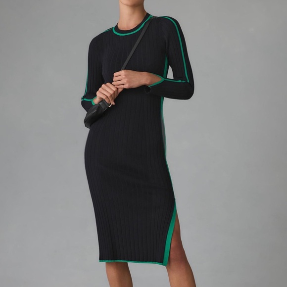 Daily Practice by Anthropologie Long-Sleeve Sporty Sweater Dress Black Green - Picture 11 of 12